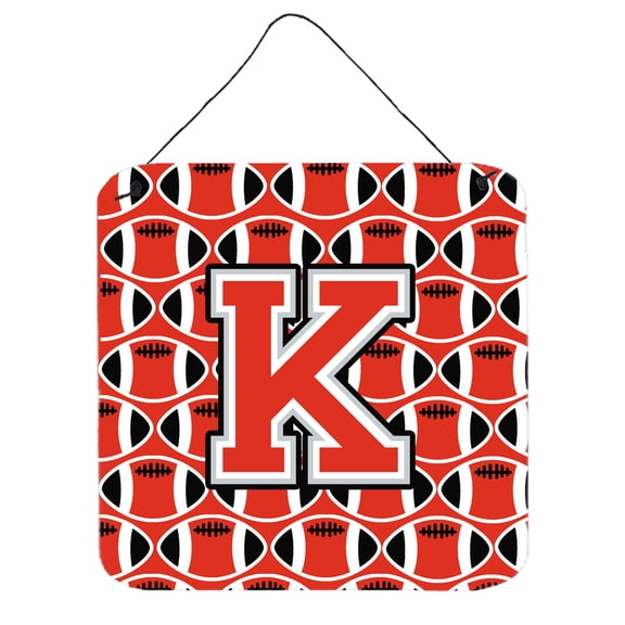 Letter K Football Scarlet and Grey Wall or Door Hanging Prints