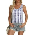thumbnail image 3 of Womens Tops Loose Casual Scoop Neck Sleeveless Dressy Pleated Floral Print T Shirts M, 3 of 7
