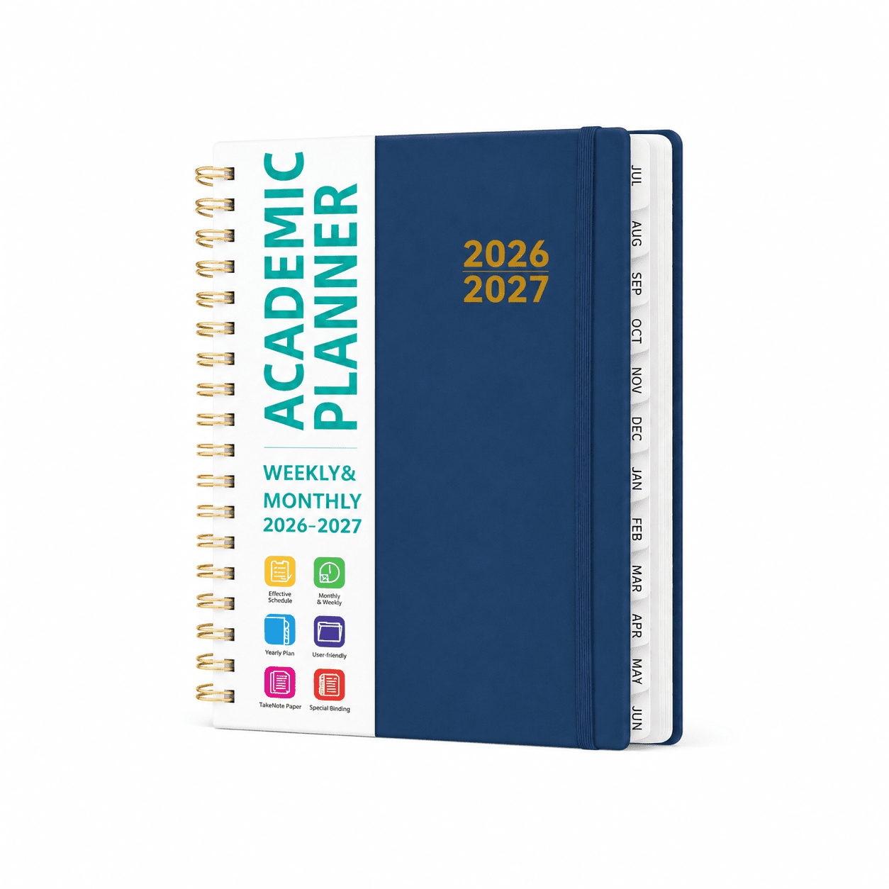2026-2027 Planner Weekly And Monthly Calendar Planner A5 Spiral Bound Daily Schedule Planner Organizer Notebook For Household Arrangement & Work Projects (Dark Blue)