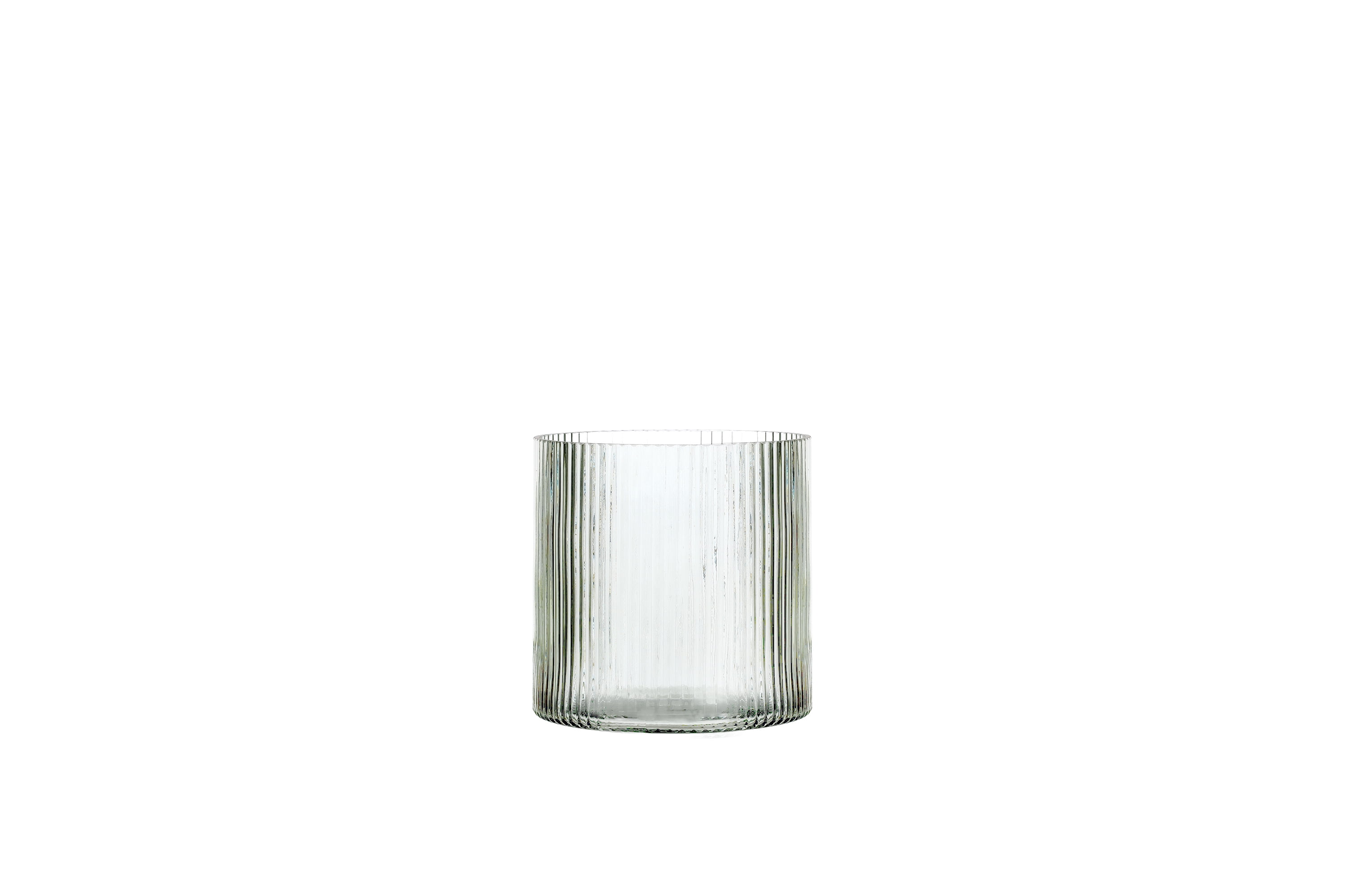 Better Homes & Gardens Hurricane Candle Holder, Green Ribbed Glass, Medium, 5 in