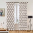 thumbnail image 2 of Beige Moroccon Kitchen Curtains 96 Inch Length, Farmhouse Minimalist Abstract Geometric Grommet Top Bedroom Living Room Curtains, Light Filtering Cafe Curtain Drapes 2 Panels Set 104''x96'', 2 of 9