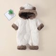 thumbnail image 2 of asjyhkr Fleece Hooded Rompers for Boys Girls Comfy Puffer Thick Warm Coat Fall Winter Soft Casual Jumpsuit for Kids(12-18 Months,White), 2 of 8