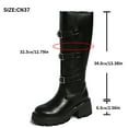 thumbnail image 7 of Rokment Women's Fall Winter Knee High Motorcycle Riding Boots Punk Leather Buckles Mid Calf Chunky Tall Combat Boots, 7 of 7