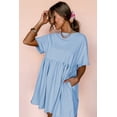 thumbnail image 5 of Flattering Short Sleeve Round Neck Dress in Sky Blue - Perfect for Daily Wear | [ZhiHiMeRi] | (US 8-10)M, 5 of 8