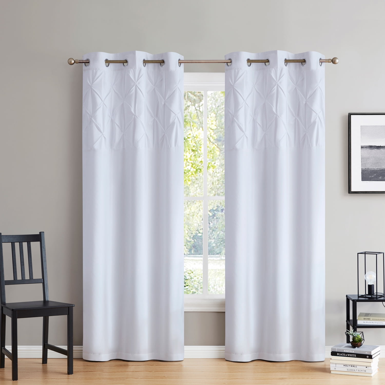 Hudson Pintuck Window Curtain Panel Pair 84"x38"