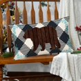 thumbnail image 2 of Bear Decorative Pillow Covers Grey White Buffalo Check Plaids Wild Animal Shadow with Leaves Cushion Cover Woodland Christmas Winter Home Car Decor Rectangular 12\u201dx20\u201d Lumbar Pillowcase, 2 of 5
