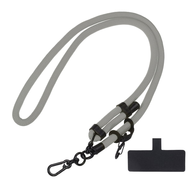 Teléfono Cordón Universal Bandolera Poliéster Ajustable Cuello Cordón Muñeca Cordón con Cordón Parche para Inteligente Teléfono Nuevo Claro Gris 1 Paquete