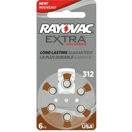 Rayovac Extra Hearing Aid Battery, Size 312 (60 Batteries)