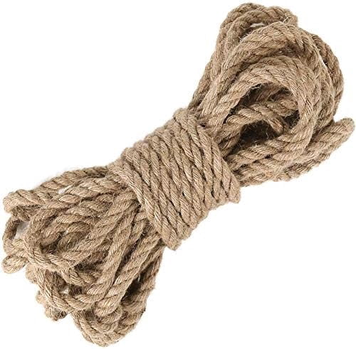 Hasako 12mm Jute Rope, 33 Feet Heavy Duty and Thick Rope Twine for Crafting, Gardening, Cat Scratching Post, Home Decoration