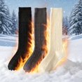 thumbnail image 3 of 3 Pairs of Women's Thick Wool Autumn/Winter Calf Socks, Soft Warm Twist Pattern Socks, Solid Color Comfortable Compression Knee-High Socks, Winter Socks, Fashionable Leg-Protecting Socks, 3 of 7