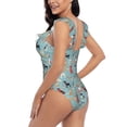 thumbnail image 5 of Yiaed Animal Dog Print Women's Ruffled One Piece Swimsuit V Neck Swimwear Slimming Monokini for Woman-Large, 5 of 8