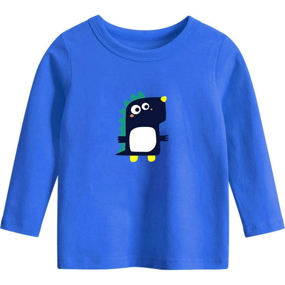 Odeerbi Toddler Boys Girls Long Sleeve Cotton Shirt Fall Winter Dinosaur Base Layer Undershirt Fashion Casual Printing Tops Blue