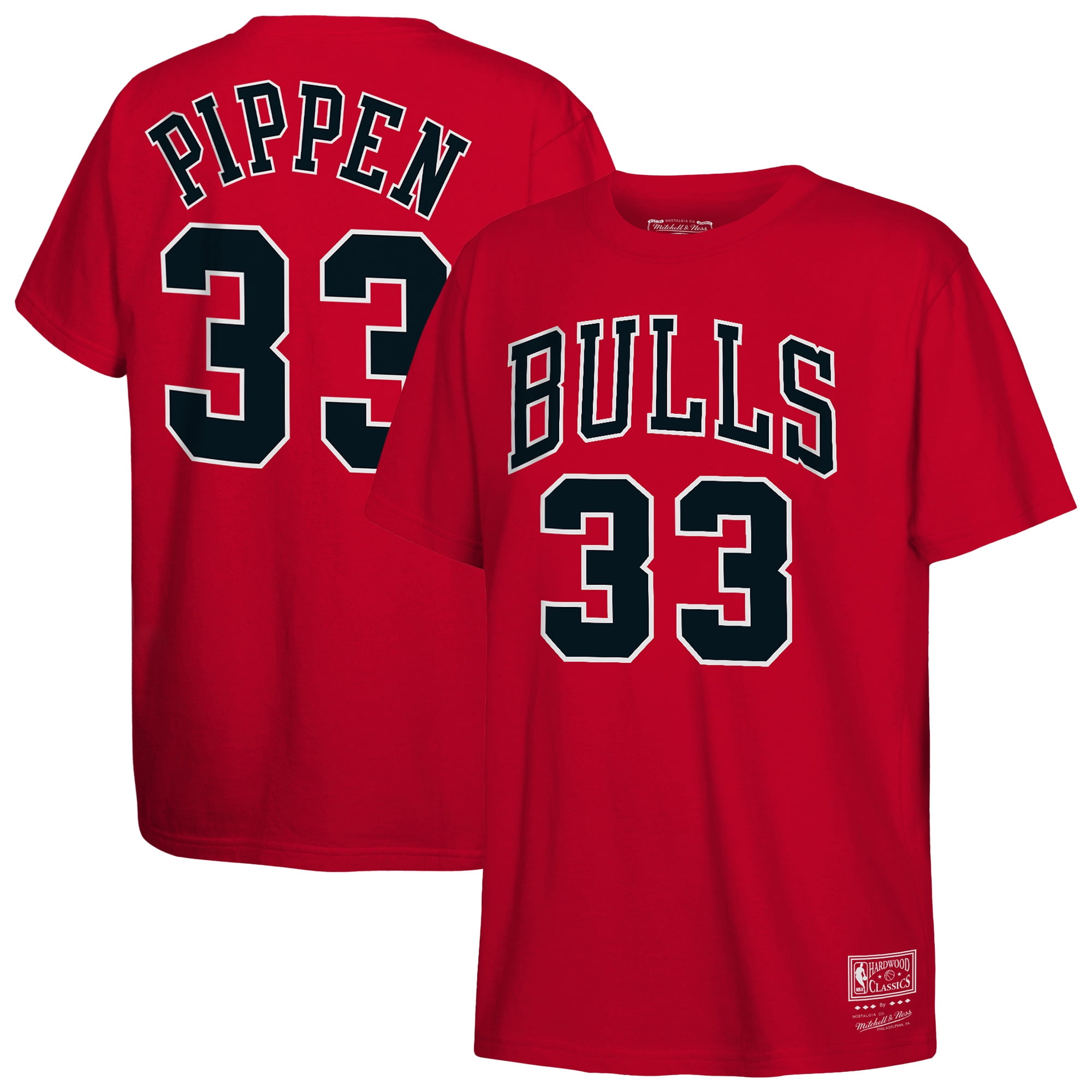 Youth Mitchell & Ness Scottie Pippen Red Chicago Bulls Hardwood Classics Name & Number T-Shirt