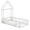 White, variant on Costway Twin Size House Floor Bed with House-shaped Headboard Clothes Hanger without Slats Beige