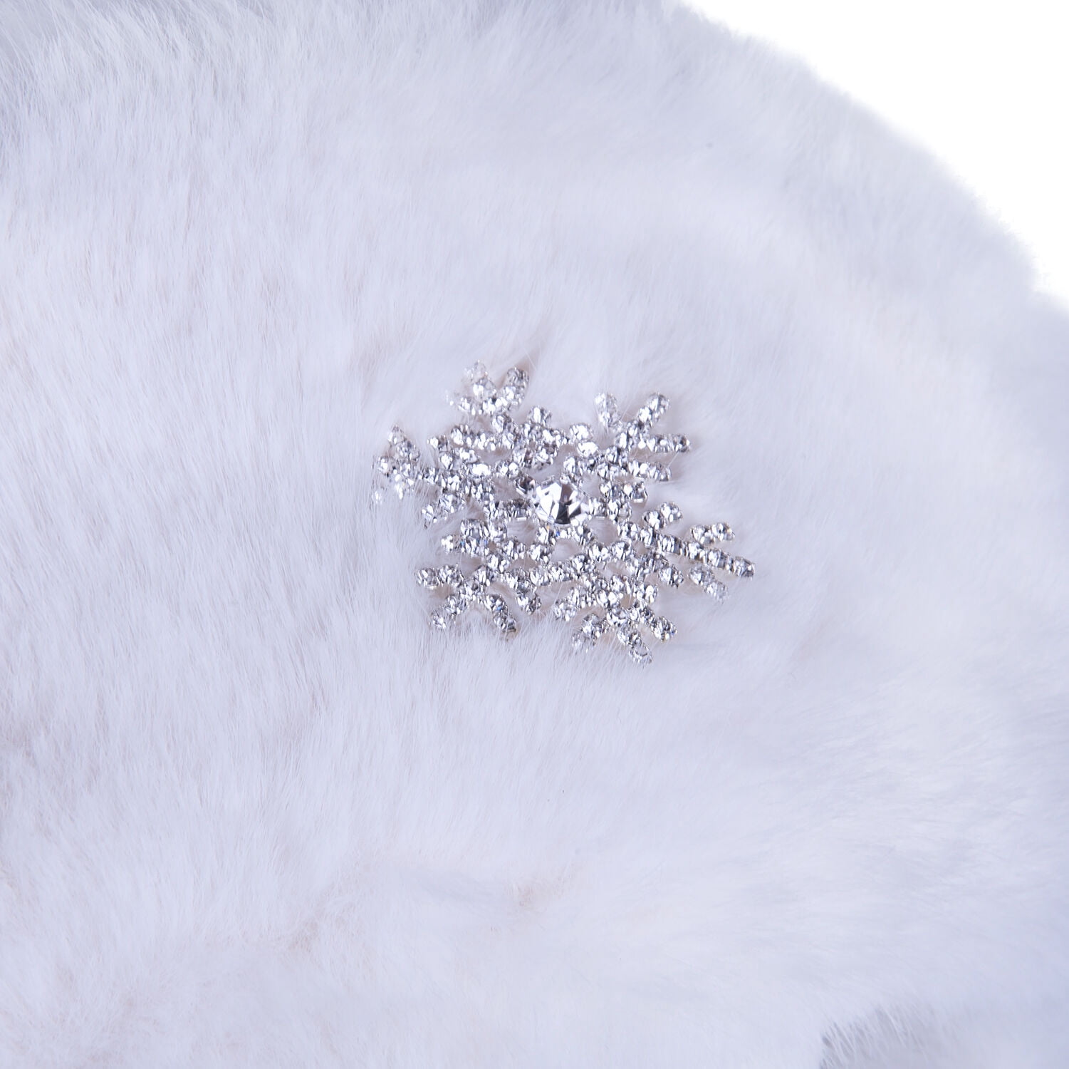 STP GOODS White Faux Rabbit Fur Women's Earflap Hat with Clasp Trapper Hat for Women Ushanka Hat with Brooch Aviator Trapper Hat Winter Hat with Earflaps, One Size