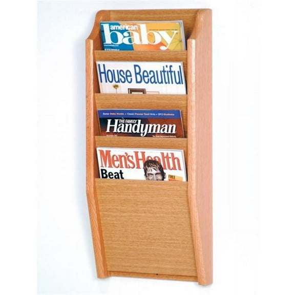 Wooden Mallet MR24-4BH Cascade 4 Pocket Magazine Rack - Black, Mahogany & Light Oak