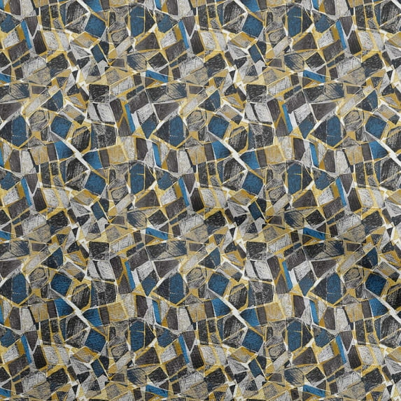 oneOone Cotton Jersey Teal Blue Fabric Abstract Geometric With Texture Sewing Fabric By The Yard Printed Diy Clothing Sewing Supplies 58 Inch Wide