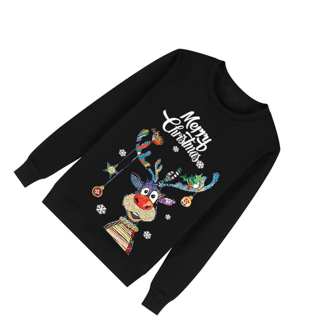 Qarigey Sudaderas con estampado navideño de invierno para mujer, jersey con estampado de manga larga, Sudadera con capucha, ropa de moda informal Prendas para la parte del cuerpo METRO Qarigey AP014800-02
