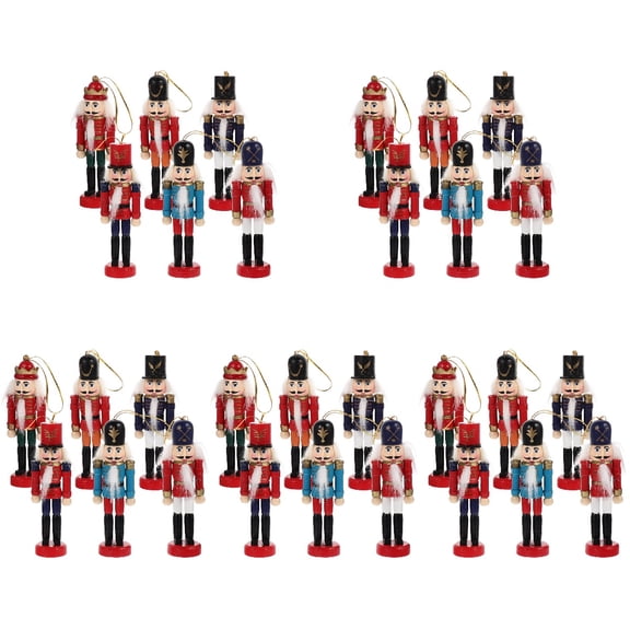 Jiyike 30 pcs Christmas Hanging Nutcracker Wooden Nutcracker Ornament Xmas Tabletop Nutcracker