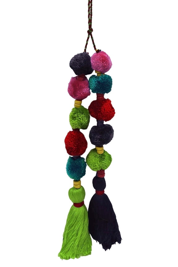 IBA Indianbeautifulart Bag Accessories Charm Multicolor Crafting Thread Tassels Supply Keyrings For Girls Pack Of 2 Pieces