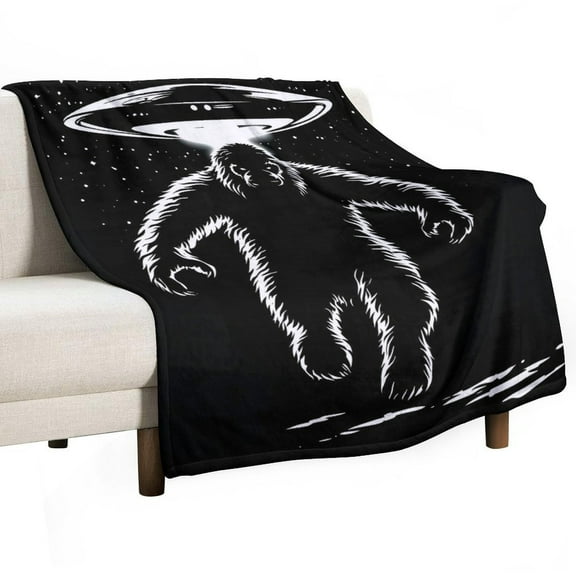 Bigfoot And UFO Super Soft Blanket Christmas Throw Blanket Flannel Microfiber Blankets for Couch Bed Sofa Fluffy and Warm 30"x40"