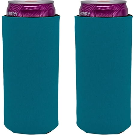 

Blank Soft Foam Collapsible Slim Can Coolie (Neon Blue 2 Pack)