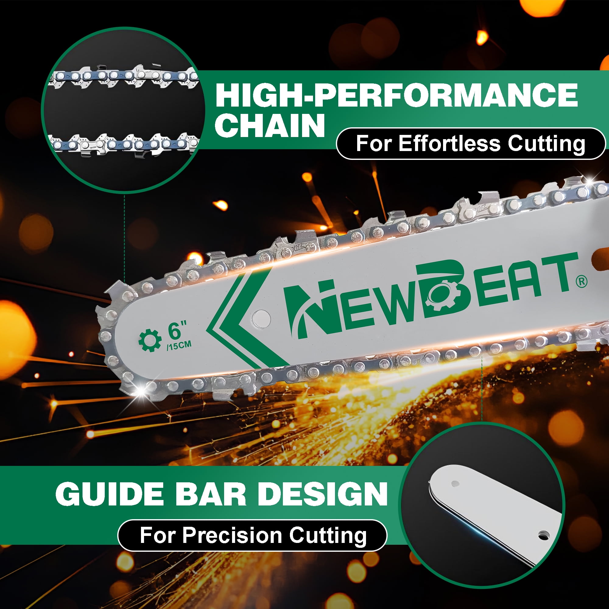 NEWBEAT Mini Chainsaw Cordless, 6 inch Electric Chain Saw Battery Powered, Small Handheld Portable Saw for Wood/Trees Trimming, Gift for Men Dad Women
