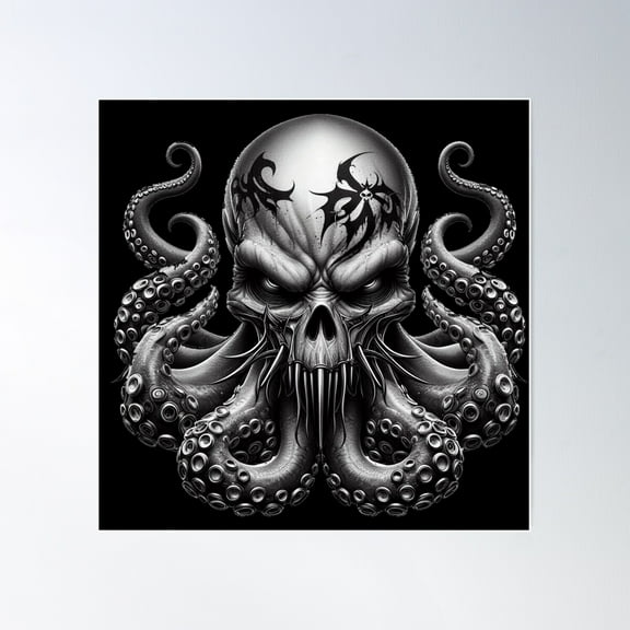 Black And White Octopus Poster Wall Art, Modern Wall Decor For Living Room Bedroom, 17x17 UNFRAMED
