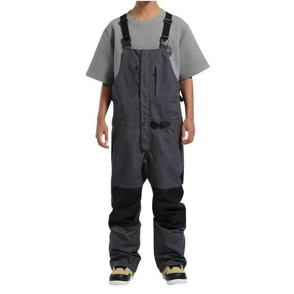 FNFYFH Men's Insulated Snow Bib Overalls Waterproof Snow Ski Pants Warm Winter Outdoor Snowboard Bibs with Suspenders