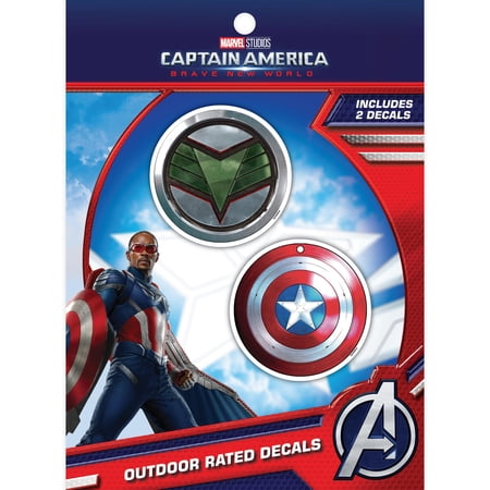 Captain America Brave New World Shield Decals - Set of 2 Stickers for Truck Water Bottle Bike Helmet Laptop Skateboard - Outdoor Rated Water Resistant Vinyl Decals