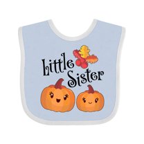 Inktastic Little Sister Pumpkins with Fall Leaves Girls Baby Bib