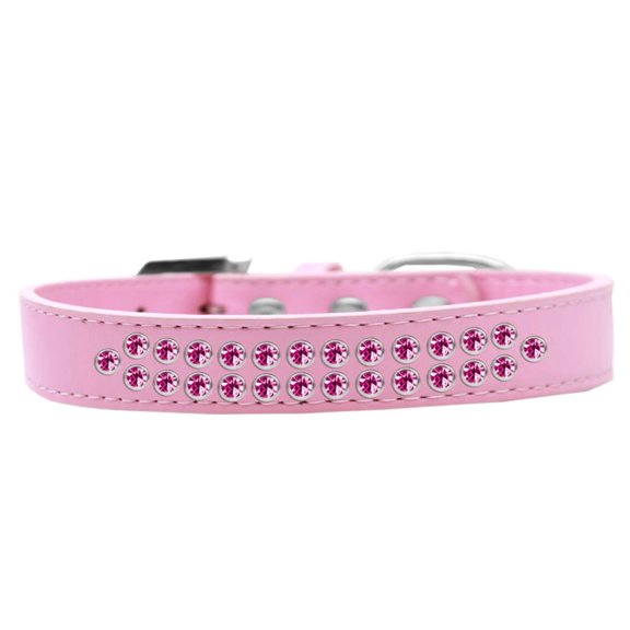 Dog, Puppy  Pet Fashion Collar, "Two Row Bright Pink Crystal Rimsets"