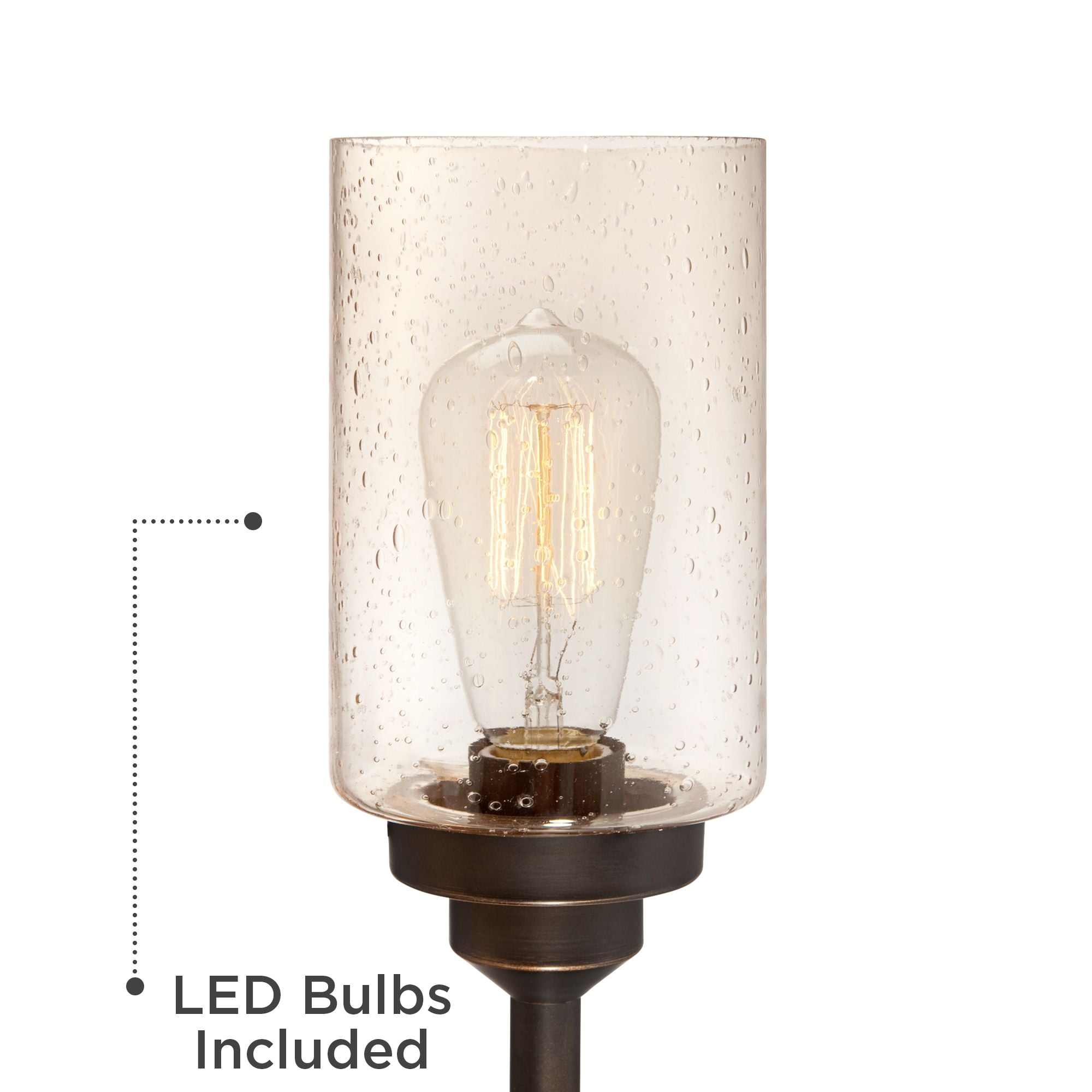 Franklin Iron Works Libby Rustic Farmhouse Table Lamp 30" Tall Bronze Metal LED Amber Seeded Glass Shade for Bedroom Living Room Bedside Nightstand