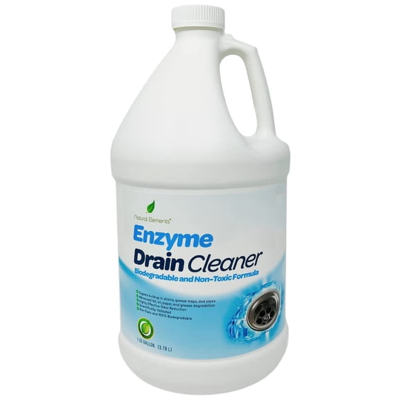 Natural Element Nettoyant pour Drains aux Enzymes / Digère les Accumulations de Graisse, de Gras et de Papier dans les Drains, les Fosses Septiques, les Pièges à Graisse, les Tuyaux (1 Gallon)