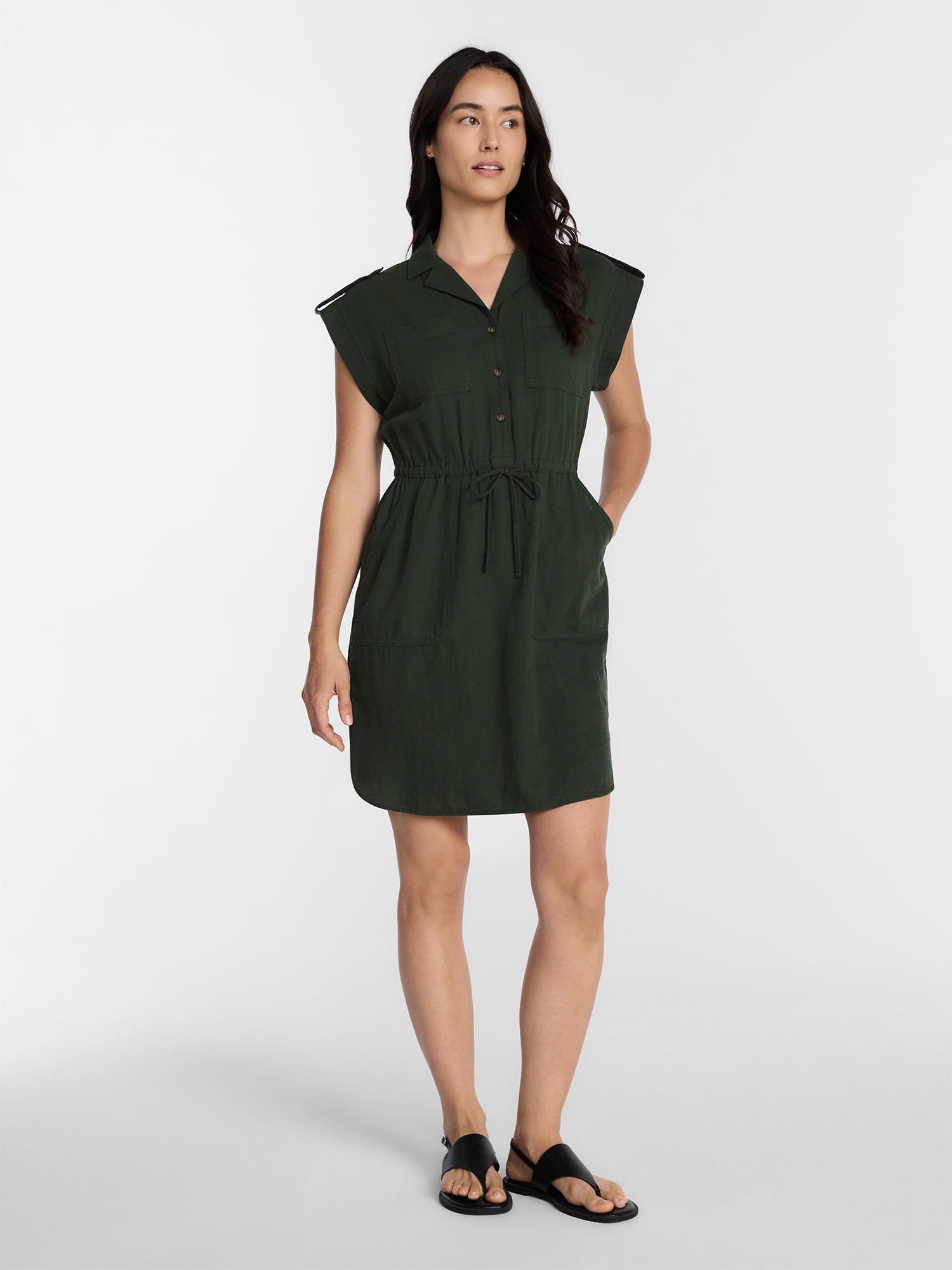 Time and Tru Women's Utility Shirtdress, Sizes XS-XXXL