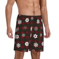 thumbnail image 2 of Fuzoiu Plaid Snowflakes Festive Print Pajama Shorts for Men, Men's Pajama Bottoms,Mens Lounge Sleepwear,Pajama Pants with Pocket-Small, 2 of 6