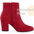 thumbnail image 4 of Unique Bargains Women's Round Toe Chunky High Heels Ankle Boots Red (Size 8), 4 of 6