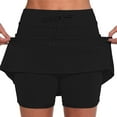thumbnail image 2 of Versatile Women's Solid Color Pleated Tennis Skirt Shorts, High Waist Stretchy Athletic Skort for Running, Yoga, Fitness, Casual Wear and Summer Sports,Black-11,XL, 2 of 8