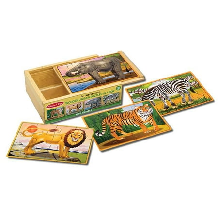 - Melissa & Doug Wild Animals 4-in-1 Wooden Jigsaw Puzzles in a Storage Box, 48pc