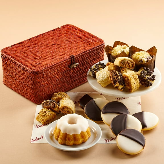 Dulcet Gift Baskets Old Fashioned Gourmet Bakery Muffins and Black and White Cookie Wicker