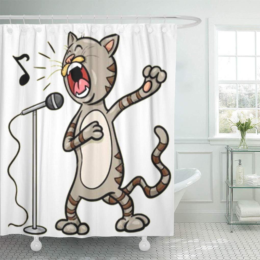 Hajmsug Fun Cat Singing Shower Curtain for Bathroom, Cool Cute Rock Kitten  Band Kids Bath Curtains, …See more Hajmsug Fun Cat Singing Shower Curtain