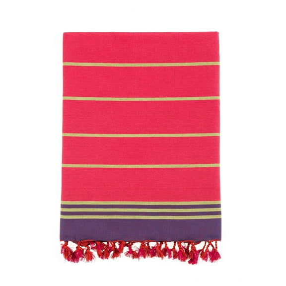 Bello Handwoven Turkish Beach Towel, Cocoon Red & Green, Quick Dry Highly Absorbent Sand-Free Versatile for Beach, Spa, Home, Peshtemal Towel (39 x 66.9 Inches)