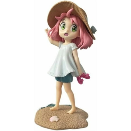 Newly Anya Figure Wearing A Hat Beach Anya Forger Action Figures Anime 18cm/7.1inch Character Collection Statue Model Desktop Decoration Ornament Gifts