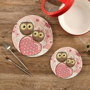 Valentine's Owls Lovers Potholders Set Trivets Set 100% Pure Cotton Thread Weave Hot Pot Holders Set of 2, Pink Heart Stylish Coasters, Hot Pads, Hot Mats,Spoon Rest For Cooking and Baking