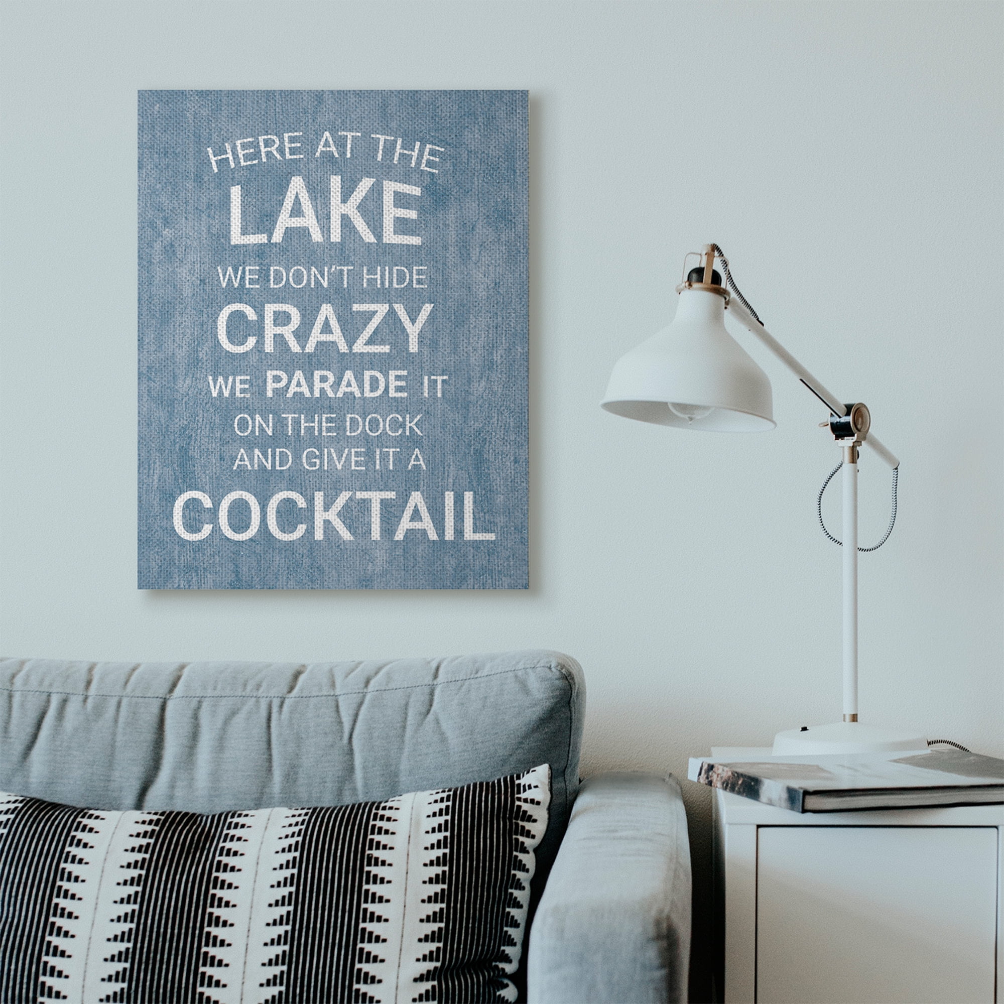 Stupell Home Décor Parade Crazy Funny Lake Party Blue Wood Texture Word Design Canvas Wall Art by Susan Ball