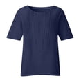thumbnail image 4 of Amzcrzy Womens Tops Women Plus Size Cotton Linen Tops, Women Summer Solid Casual Loose Basic Tops, Fashion Half Sleeves T Shirt, Oversized Crewneck Tees Tops Blouses, 4 of 4