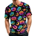 thumbnail image 3 of Halloween Shirts for Men Short Sleeve Round Neck Pumpkin Bat Print Pullovers Causal Loose Funny Tees, L, 3 of 7