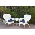 thumbnail image 3 of Jeco Windsor White Wicker Chair And End Table Set with Cushion Red/Brown, 3 of 5