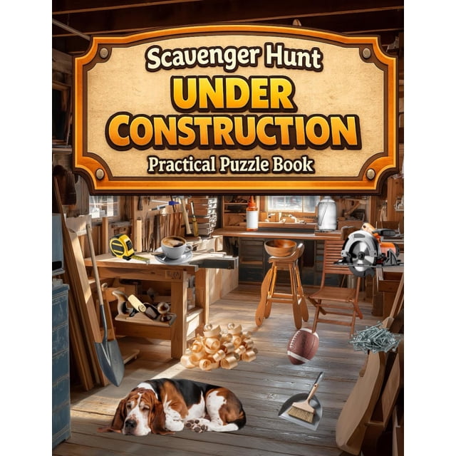 Libro de acertijos con temática de construcción, publicación independiente