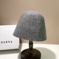 thumbnail image 1 of grey Womens Warm Wool Cloche Hat Solid Winter Bucket Hats excellent workmanship, classic look,easy to carry and storage(M), 1 of 5